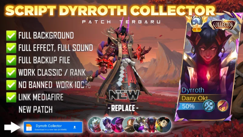 Script Skin Dyrroth Collector Naraka Flame No Password MediaFire | Full Effect Voice | Patch Terbaru
