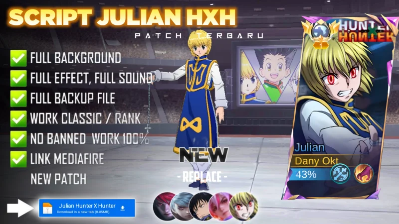Script Skin Julian Hunter X Hunter Kurapika No Password | Full Effect Voice | Patch Terbaru
