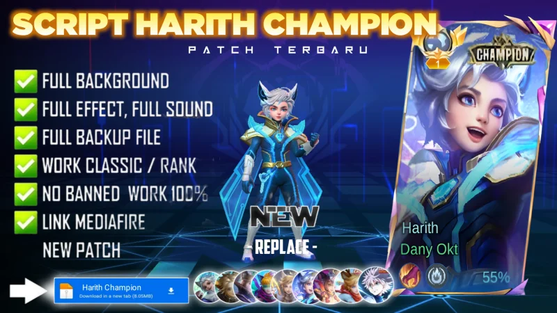 New Update! Script Skin Harith Champion Evos No Password | Patch Terbaru | Full Effect & Voice