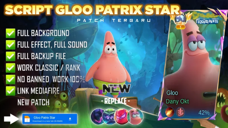 New Update! Script Skin Gloo Patrick Star Spongebob No Password | Patch Terbaru | Full Effect Voice