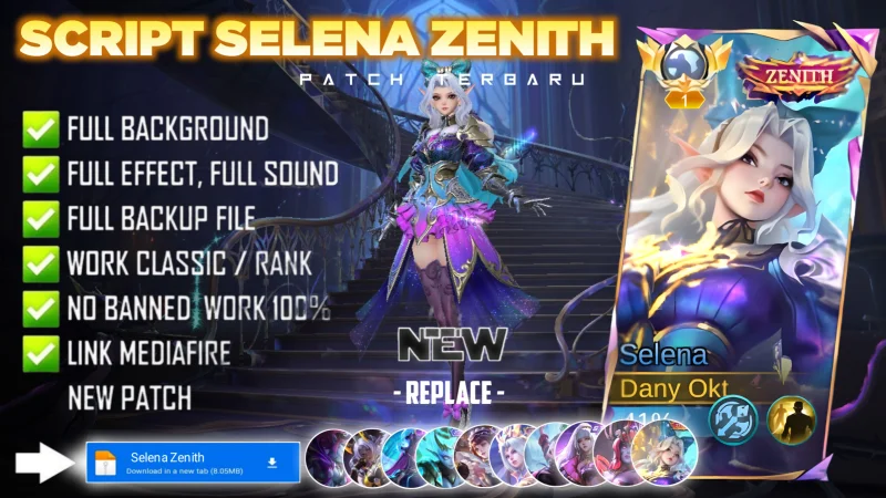 Script Skin Selena Zenith Curse Of Binder No Password MediaFire | Full Effect Voice | Patch Terbaru