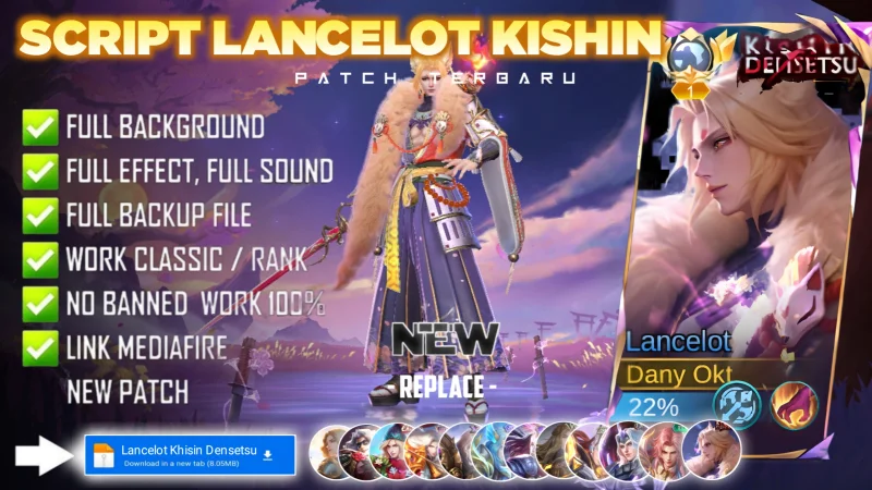 New Update! Script Skin Lancelot Kishin Densetsu No Password | Patch Terbaru | Full Effect & Voice