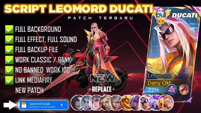 New Update! Script Skin Leomord Ducati Diavel V4 Rider No Password | Patch Terbaru | Full Effect & Voice