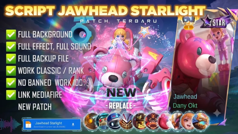 New Update! Script Skin Jawhead Starlight Candy Bear No Password | Patch Terbaru | Full Effect Voice