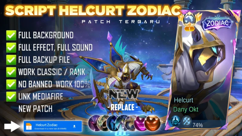 New Update! Script Skin Helcurt Zodiac Scorpio No Password | Patch Terbaru | Full Effect & Voice