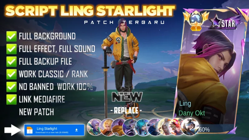New Update! Script Skin Ling Starlight Street Punk No Password | Patch Terbaru | Full Effect & Voice