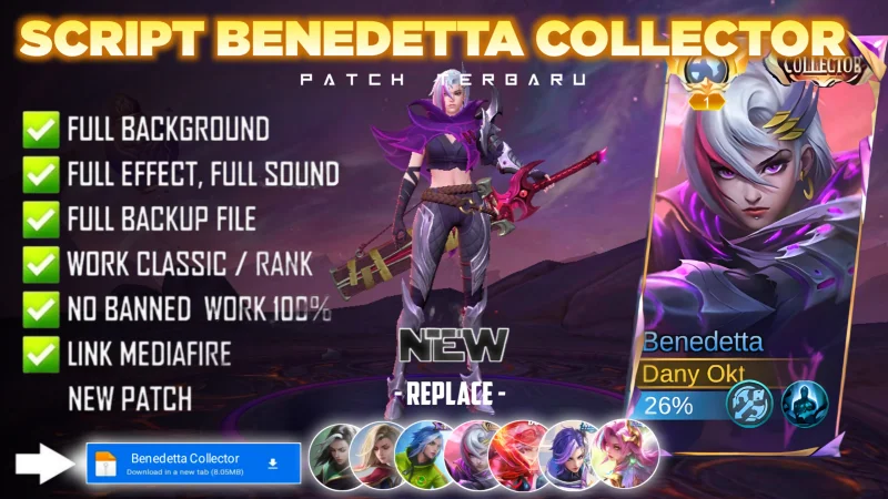 New Update! Script Skin Benedetta Collector Death Oath No Password | Patch Terbaru | Full Effect & Voice