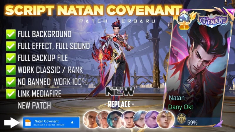 New Update! Script Skin Natan Covenant Sanguine No Password | Patch Terbaru | Full Effect & Voice