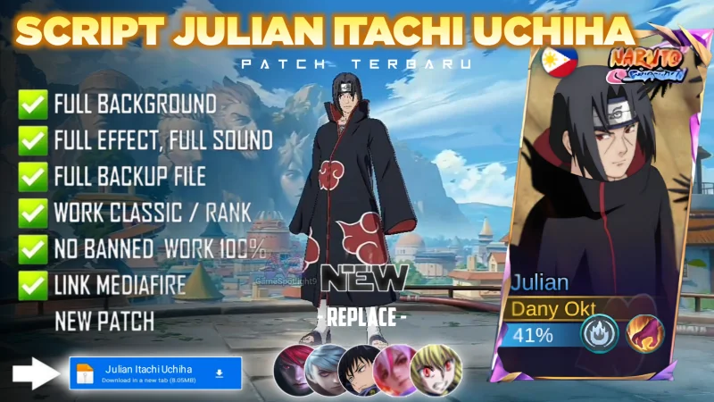 New Update! Script Skin Julian Itachi Uchiha No Password | Patch Terbaru | Full Effect & Voice