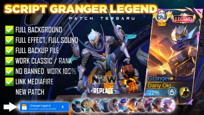 New Update! Script Skin Granger Legend Starfall Knight No Password | Patch Terbaru Full Effect Voice