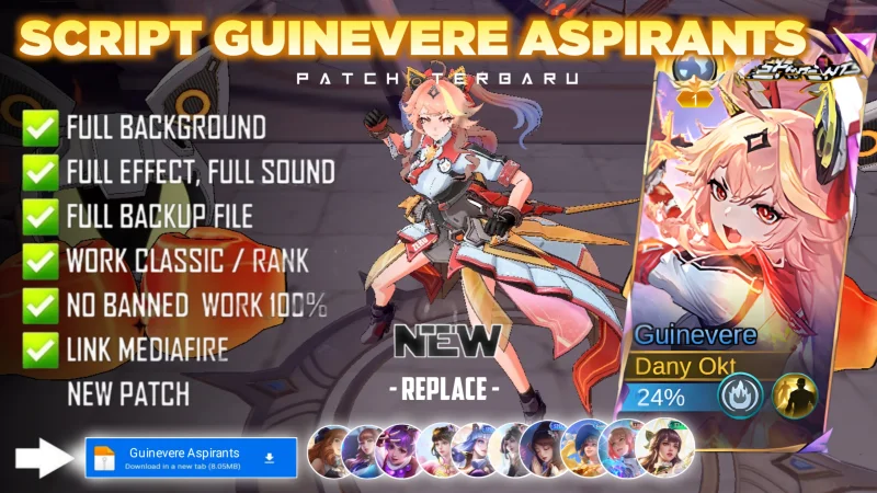 Script Skin Guinevere Aspirants Daybreak Halo No Password | Full Effect Voice | Patch Terbaru