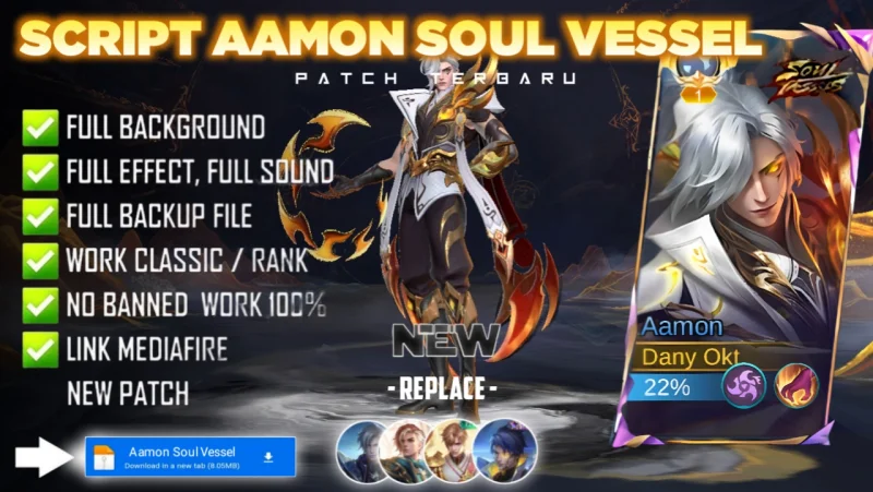 New Update! Script Skin Aamon Soul Vessels Deceit No Password | Patch Terbaru | Full Effect & Voice
