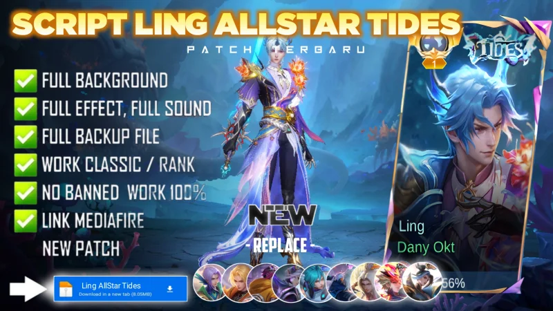 New Update! Script Skin Ling Allstar Tides Phantom Current No Password | Patch Terbaru | Full Effect & Voice