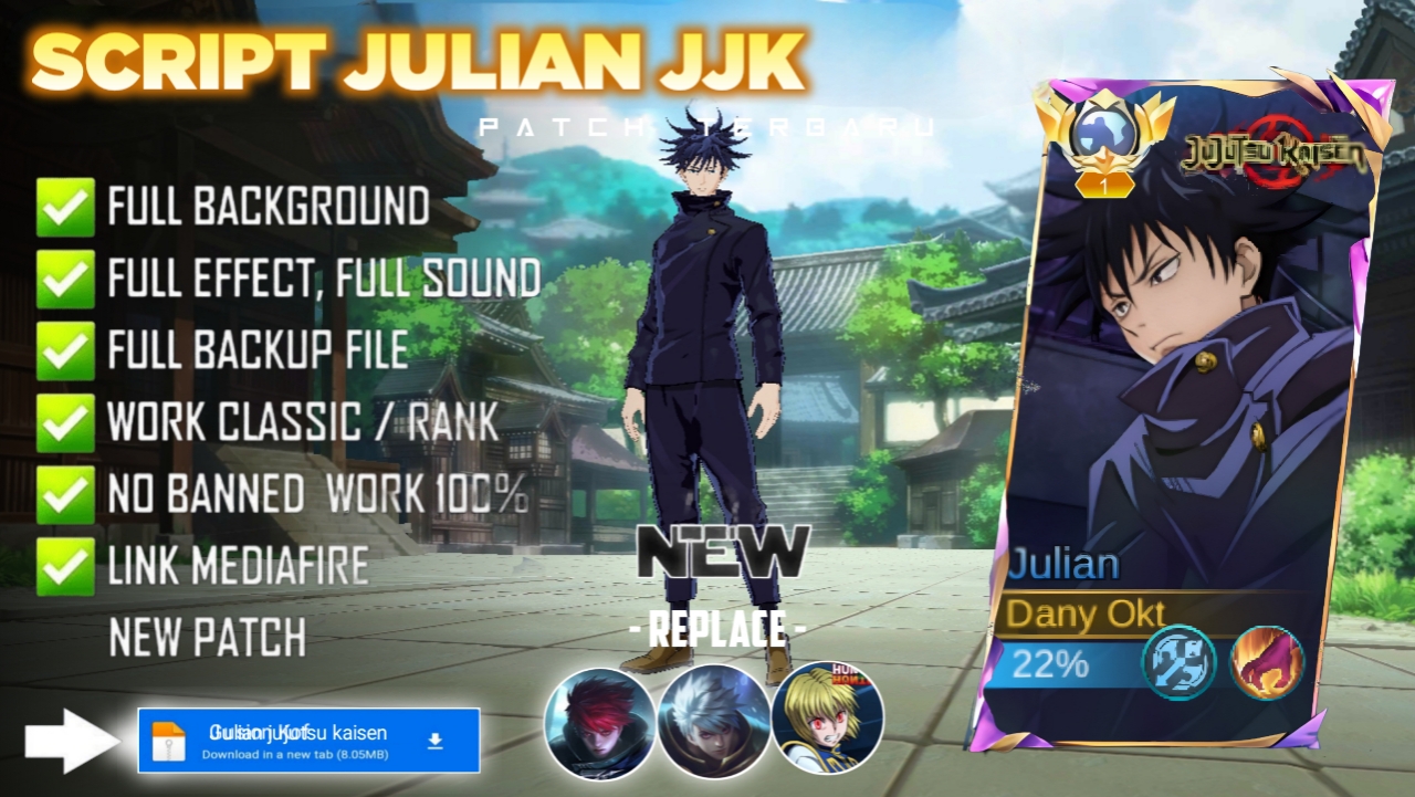 New Update! Script Skin Julian Jujutsu Kaisen Megumi Fushiguro No Password | Patch Terbaru | Full Effect & Voice