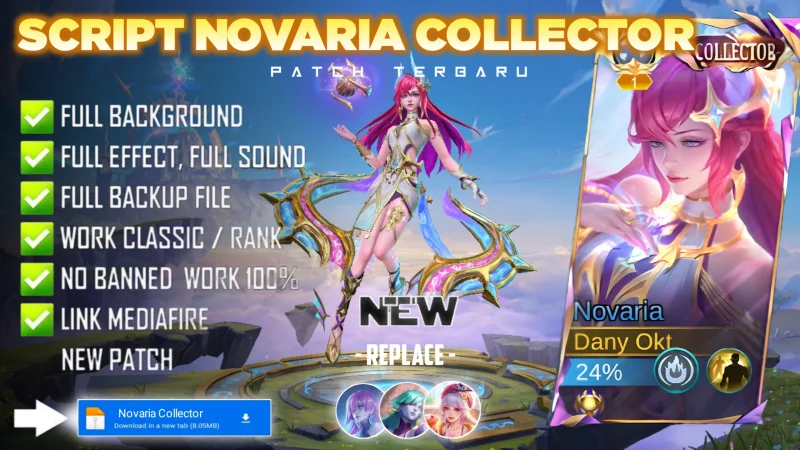 New Update! Script Skin Novaria Collector Dragonsworn No Password Patch Terbaru Full Effect & Voice