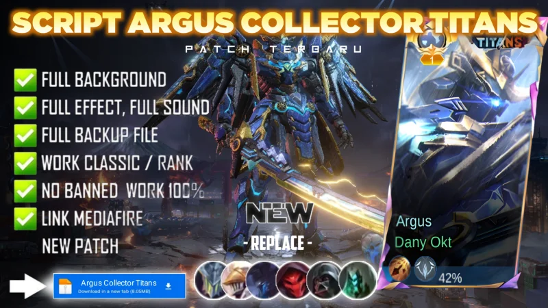 New Update! Script Skin Argus Collector Titans Raiden Maru No Password Terbaru Full Effect Voice