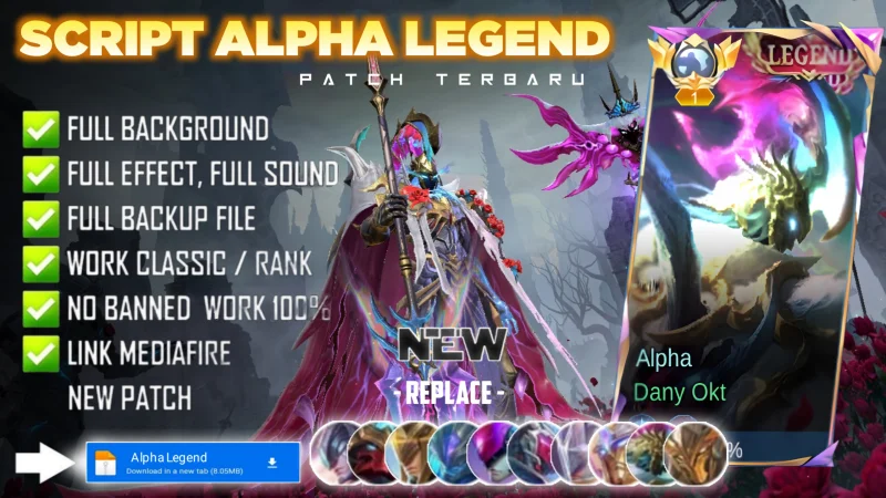 New Update! Script Skin Alpha Legend Revenant Of Roses No Password | Patch Terbaru | Full Effect & Voice