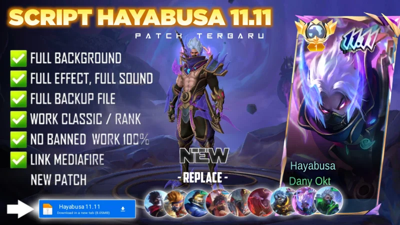 New Update! Script Skin Hayabusa 11.11 Shura No Password | Patch Terbaru | Full Effect & Voice