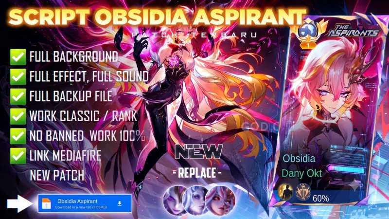 New Update! Script Skin Obsidia Aspirant Imperatrix Arashi No Password Terbaru Full Effect Voice