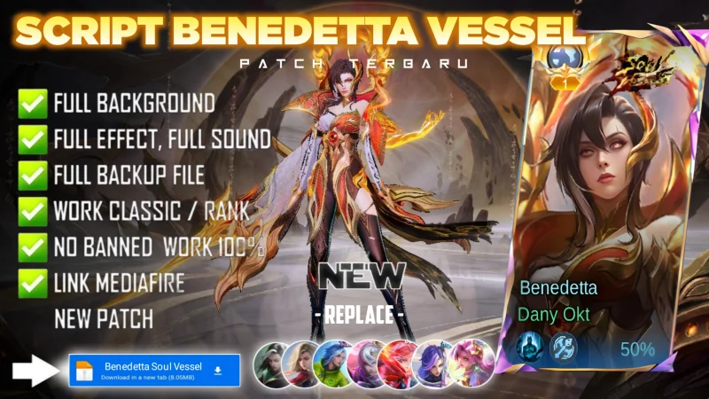Script Skin Benedetta Soul Vessel Vessel of Pride No Password | Full Effect Voice | Patch Terbaru
