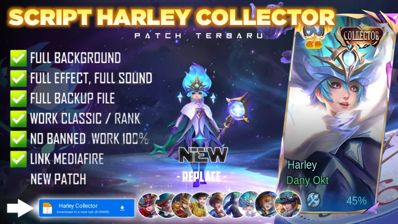 New Update! Script Skin Harley Collector Dream Caster No Password Patch Terbaru Full Effect & Voice
