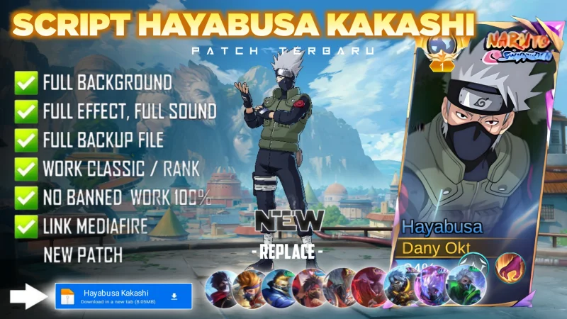 Script Skin Hayabusa Kakashi Hatake No Password MediaFire | Full Effect Voice | Patch Terbaru