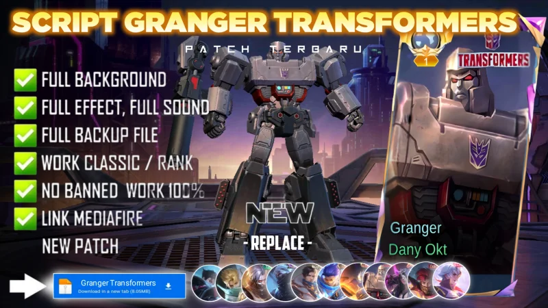 Script Skin Granger Transformers Megatron No Password MediaFire | Full Effect Voice | Patch Terbaru