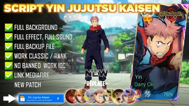 Script Skin Yin Jujutsu Kaisen Revamp Yuji Itadori No Password | Full Effect Voice | Patch Terbaru