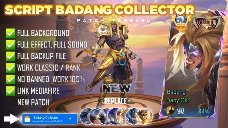 Script Skin Badang Collector Fist Of Zen No Password MediaFire | Full Effect Voice | Patch Terbaru