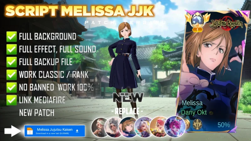 Script Skin Melissa Jujutsu Kaisen Nobara Kugisaki No Password | Full Effect Voice | Patch Terbaru