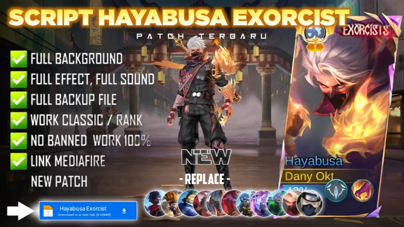 New Update! Script Skin Hayabusa Exorcist Hayabusa No Password | Patch Terbaru | Full Effect & Voice