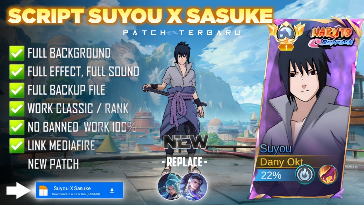 New Update! Script Skin Suyou Sasuke Sasuke Uchiha No Password | Patch Terbaru | Full Effect & Voice