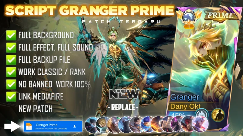 New Update! Script Skin Granger Prime Cosmic Final No Password | Patch Terbaru | Full Effect & Voice
