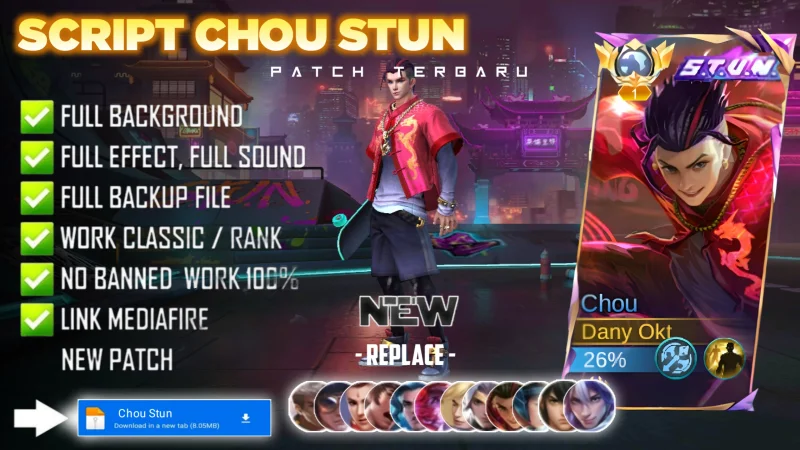 New Update! Script Skin Chou Stun No Password | Patch Terbaru | Full Effect & Voice