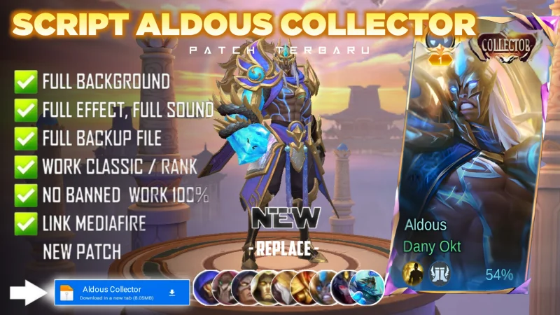 New Update! Script Skin Aldous Collector Realm Watcher No Password | Patch Terbaru | Full Effect & Voice