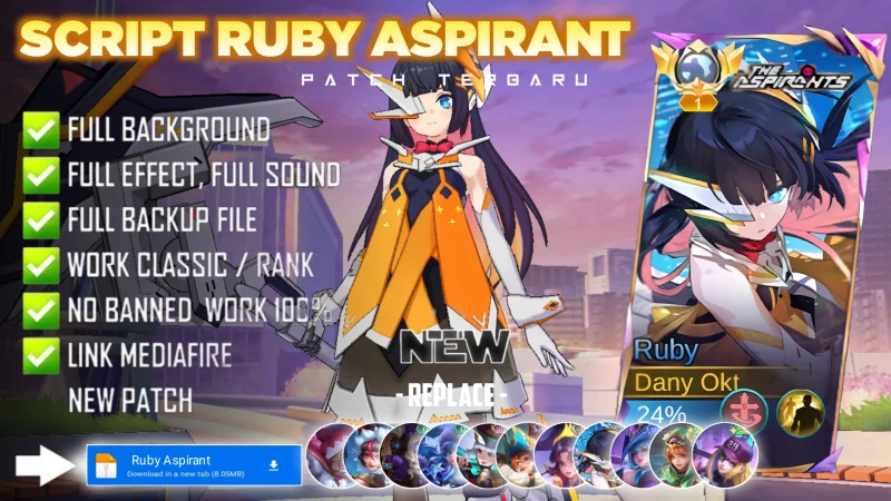 Script Skin Ruby Aspirants Mecha Maiden No Password MediaFire | Full Effect Voice | Patch Terbaru