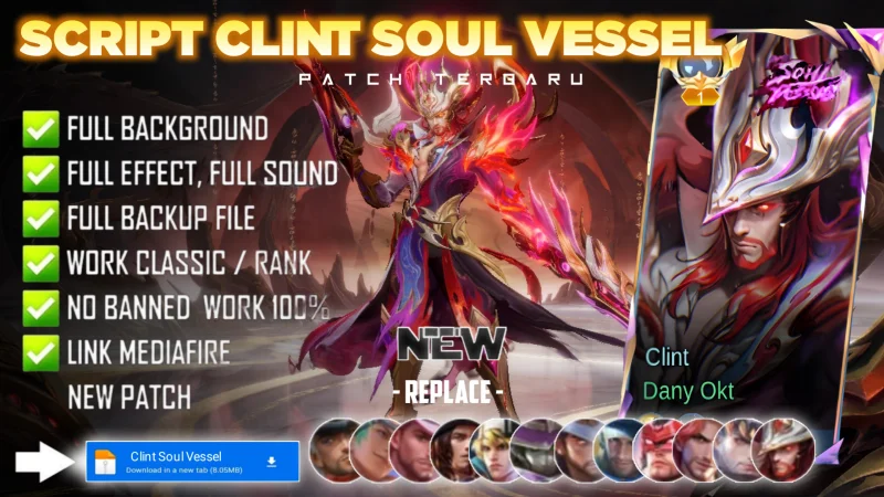 New Update! Script Skin Clint Soul Vessel Of Ruin No Password | Patch Terbaru | Full Effect & Voice