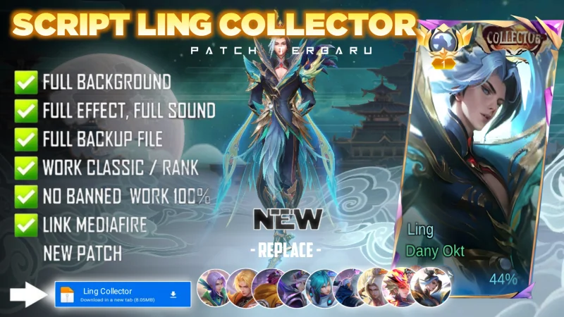 New Update! Script Skin Ling Collector Serene Plume No Password | Patch Terbaru | Full Effect & Voice