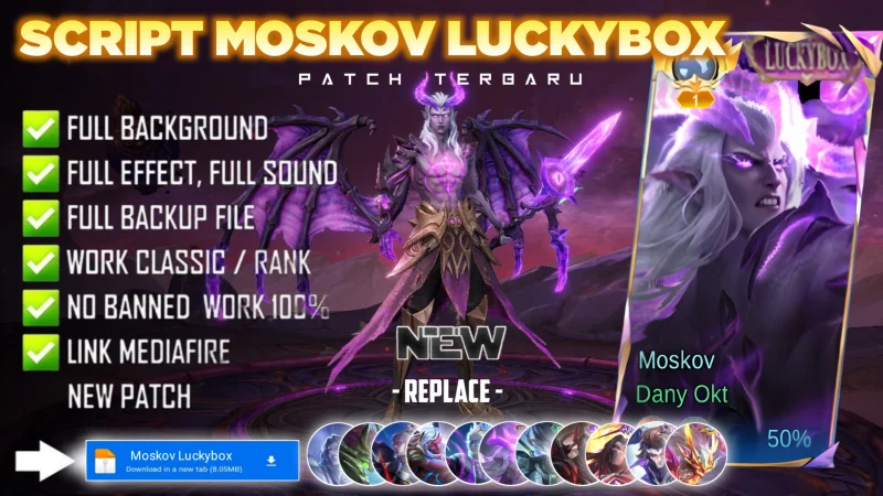Script Skin Moskov Luckybox Twilight Dragon No Password MediaFire | Full Effect Voice | Patch Terbaru