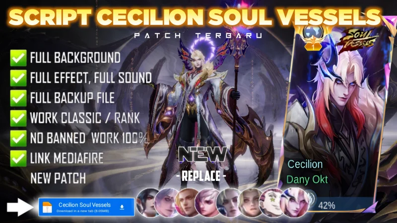 New Update! Script Skin Cecilion Soul Vessels Of Gluttony No Password Terbaru Full Effect & Voice