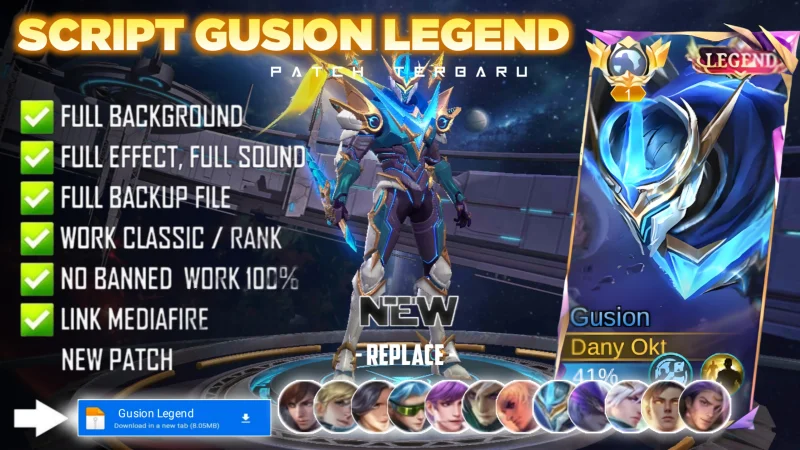New Update! Script Skin Gusion Legend Cosmic Gleam No Password | Patch Terbaru | Full Effect & Voice