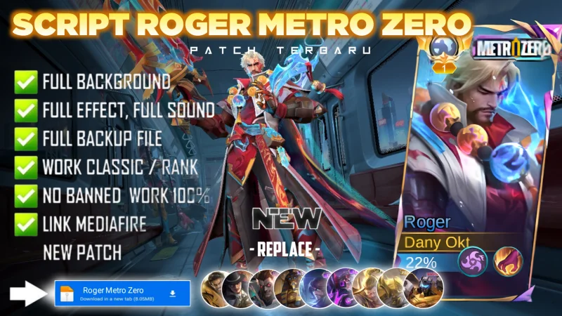 Script Skin Roger Metro Zero Invoker's Restraint No Password | Full Effect Voice | Patch Terbaru