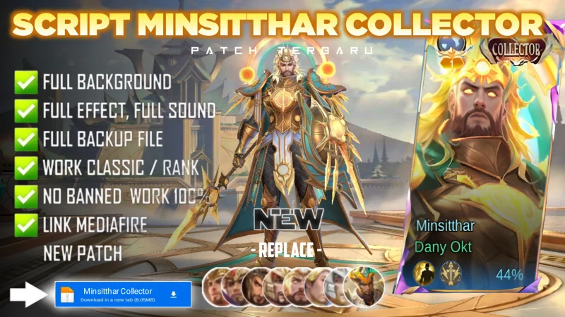 Script Skin Minsitthar Collector Sol Invictus No Password | Full Effect Voice | Patch Terbaru