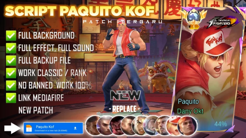 Script Skin Paquito Kof Terry Bogard No Password MediaFire | Full Effect Voice | Patch Terbaru