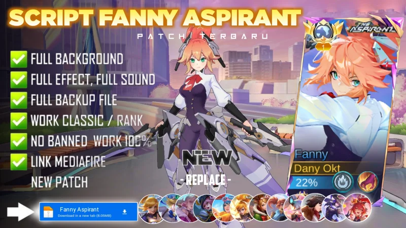 New Update! Script Skin Fanny Aspirant Blade Of Ki No Password | Patch Terbaru | Full Effect & Voice