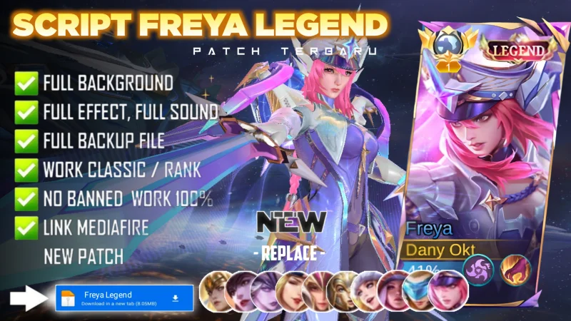 Script Skin Freya Legend Galactic Vanquisher No Password | Full Effect Voice | Patch Terbaru