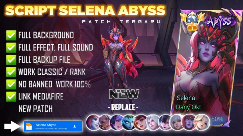Script Skin Selena Abyss Lady Vengeance No Password MediaFire | Full Effect Voice | Patch Terbaru