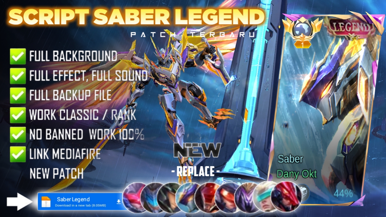 Script Skin Saber Legend Codename Storm No Password MediaFire | Full Effect Voice | Patch Terbaru